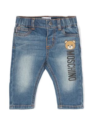 Moschino Kids elasticated-waistband cotton jeans - Blue