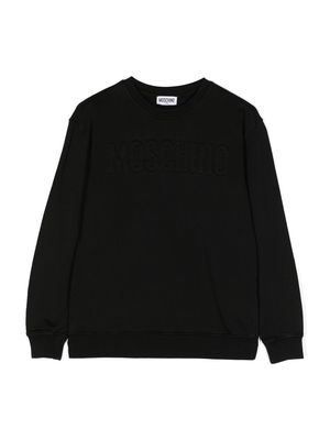 Moschino Kids embossed logo crew neck sweatshirt - Black