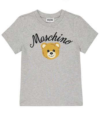 Moschino Kids Embroidered cotton-blend jersey T-shirt