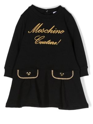 Moschino Kids embroidered faux-pockets dress - Black