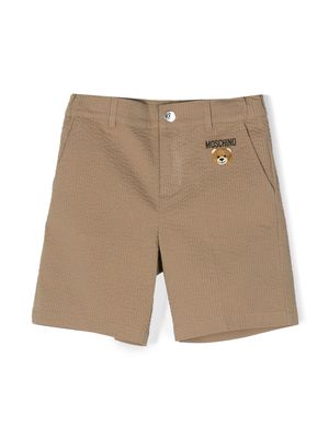 Moschino Kids embroidered-logo casual shorts - Neutrals