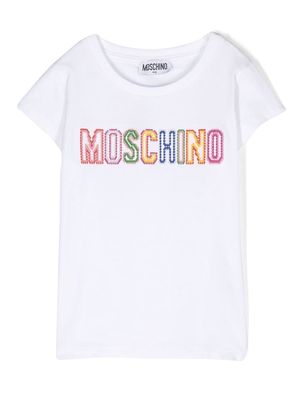 Moschino Kids embroidered-logo cotton T-shirt - White
