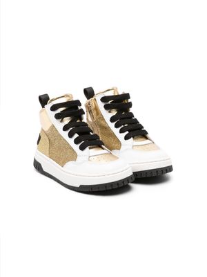 Moschino Kids embroidered-logo high-top sneakers - Gold