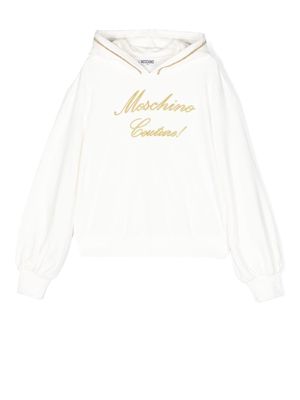 Moschino Kids embroidered-logo hoodie - White