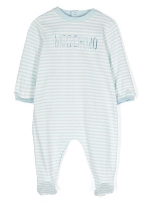 Moschino Kids embroidered-logo striped pyjamas - White