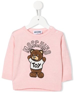 Moschino Kids embroidered-logo teddy-bear sweatshirt - Pink
