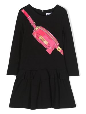 Moschino Kids Fanny Pack Milano flared dress - Black