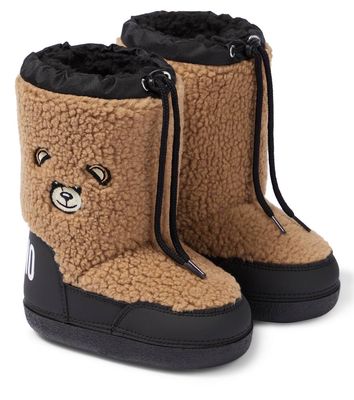 Moschino Kids Faux shearling-trimmed snow boots