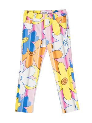 Moschino Kids floral-print straight-leg trousers - Pink