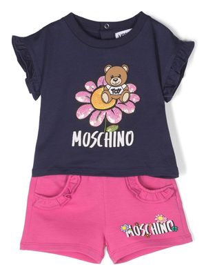 Moschino Kids flower-teddy tracksuit - Blue