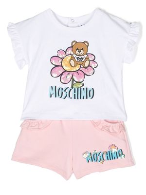 Moschino Kids flower-teddy tracksuit - White