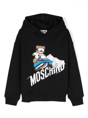 Moschino Kids graphic-print cotton hoodie - Black