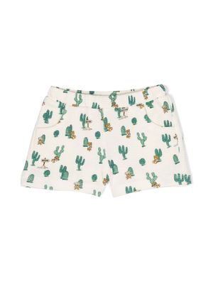 Moschino Kids graphic-print cotton shorts - Neutrals