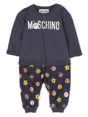 Moschino Kids graphic-print cotton trousers - Blue