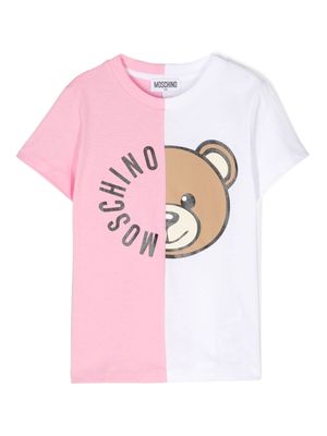 Moschino Kids half-half Teddy Bear T-shirt - Pink