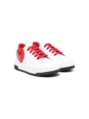 Moschino Kids heart-patch leather sneakers - White