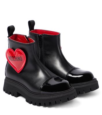 Moschino Kids Heart patent leather boots