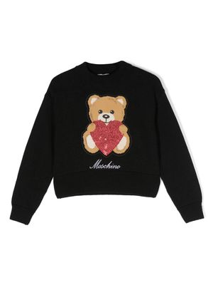 Moschino Kids Heart Teddy Bear crew-neck jumper - Black