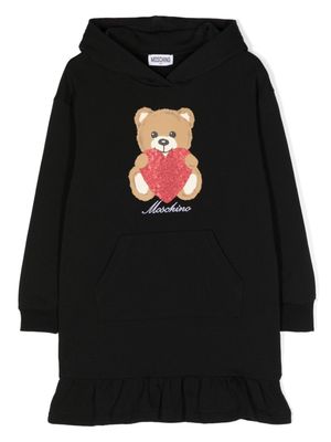 Moschino Kids Heart Teddy Bear hooded dress - Black