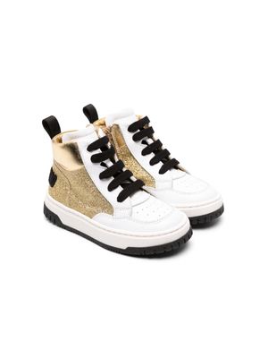 Moschino Kids high-top panelled sneakers - Gold