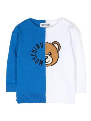 Moschino Kids intarsia-knit logo cotton jumper - Blue