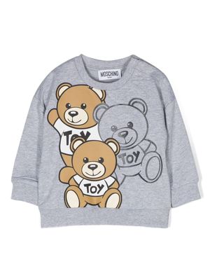 Moschino Kids Leo Tedd-print cotton sweatshirt - Grey