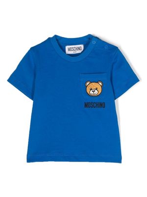 Moschino Kids Leo Teddy-appliqué T-shirt - Blue