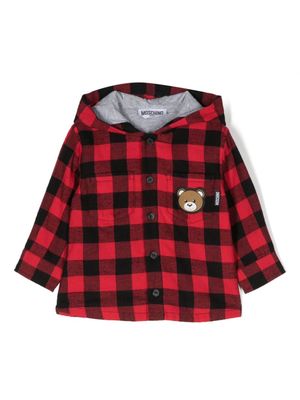 Moschino Kids Leo-teddy hooded shirt - Red