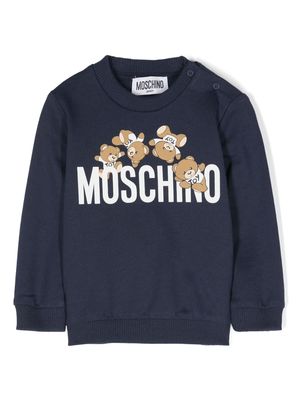 Moschino Kids Leo Teddy-print sweatshirt - Blue