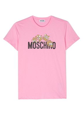 Moschino Kids Leo Teddy-print T-shirt - Pink