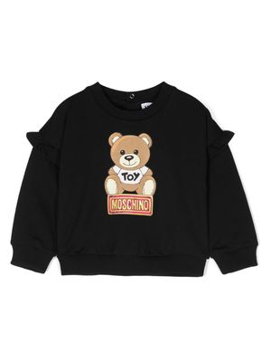 Moschino Kids Leo Teddy-printed ruffle-detailed sweatshirt - Black