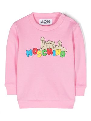 Moschino Kids logo-appliqué cotton sweatshirt - Pink