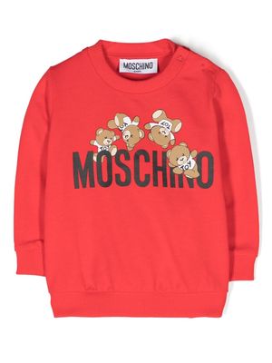 Moschino Kids logo-appliqué cotton sweatshirt - Red