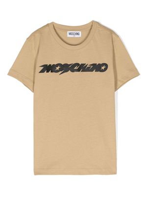 Moschino Kids logo-appliqué cotton T-shirt - Neutrals