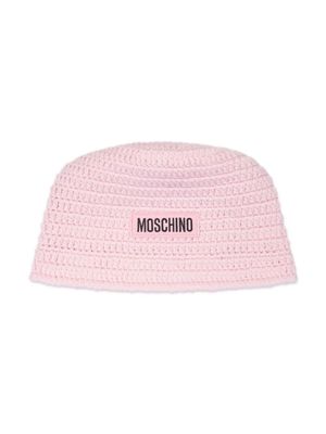 Moschino Kids logo-appliqué woven hat - Pink