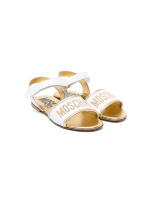 Moschino Kids logo-embellished leather sandals - White