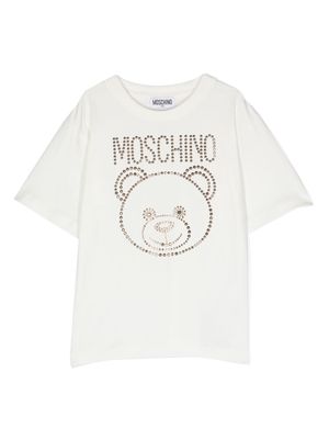 Moschino Kids logo-embellished T-shirt - Neutrals