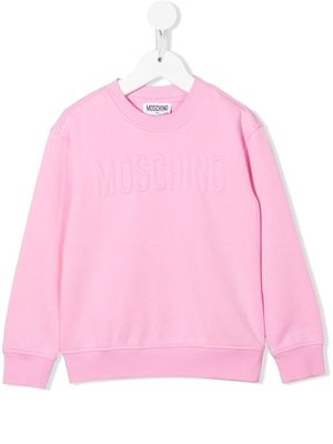 Moschino Kids logo-embossed cotton sweatshirt - Pink