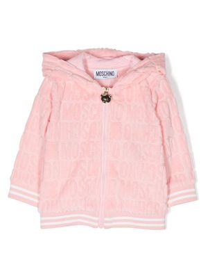 Moschino Kids logo-embossed hooded jacket - Pink