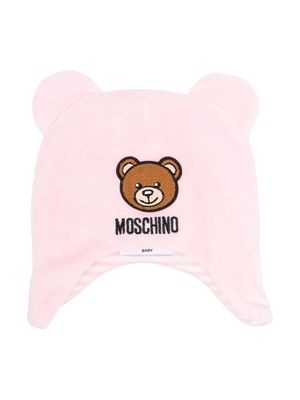Moschino Kids logo-embroidered beanie hat - Pink