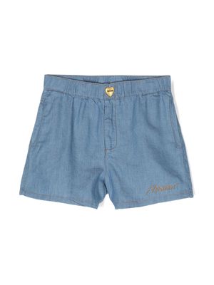 Moschino Kids logo-embroidered chambray shorts - Blue