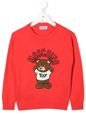 Moschino Kids logo-embroidered cotton-blend jumper