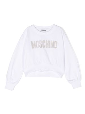 Moschino Kids logo-embroidered cotton sweatshirt - White