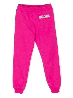 Moschino Kids logo-embroidered cotton track pants - Purple