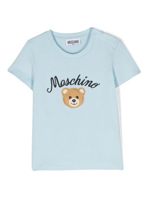 Moschino Kids logo-embroidered crew-neck T-shirt - Blue