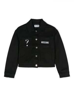 Moschino Kids logo-embroidered denim jacket - Black