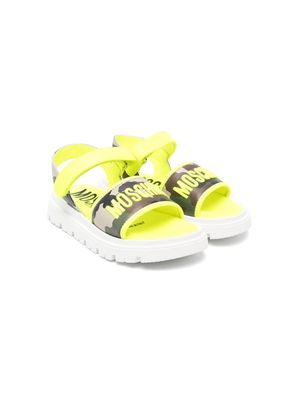 Moschino Kids logo-embroidered leather sandals - Yellow