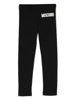 Moschino Kids logo-embroidered leggings - Black