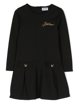 Moschino Kids logo-embroidered minidress - Black