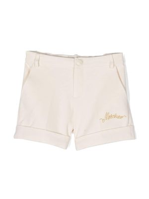 Moschino Kids logo-embroidered piqué shorts - Neutrals